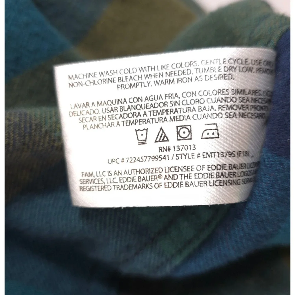 Eddie Bauer Flannel Shirt Buffalo Plaid Blue Green Men XXL Gorpcore Outdoorsy